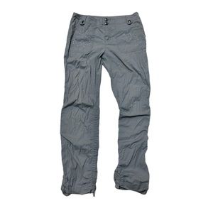 Y2K Grunge Grey Beige INC Cargo Pants Drawstring Ankle Floral Rhinestone Sz 8